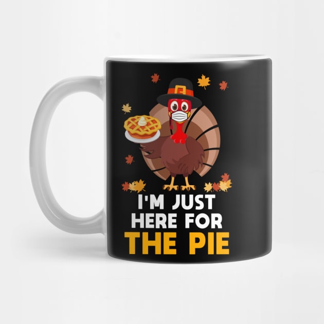 Here For Pie Thanksgiving Funny Turkey Face Mask gobble Gift by Herotee